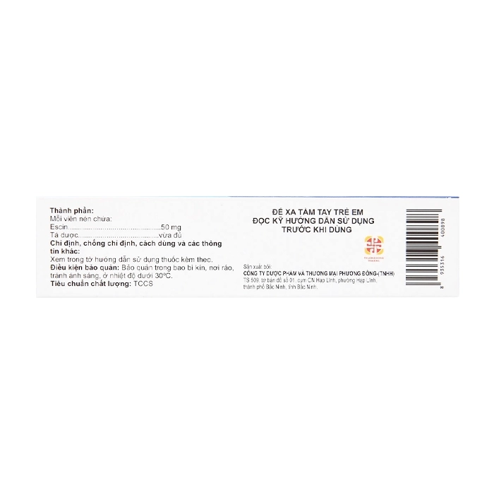 Anbaescin 50mg Phương Đông 3 vỉ x 10 viên (Aescin) Anbaescin 50mg Phương Đông 3 vỉ x 10 viên (Aescin)