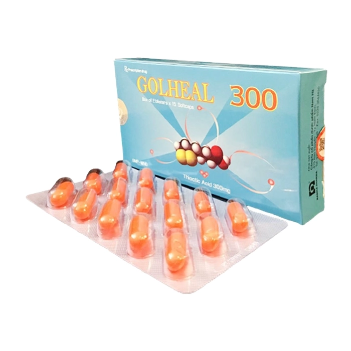 Golheal 300 Nam Hà 2 vỉ x 15 viên (Thioctic Acid) Golheal 300 Nam Hà 2 vỉ x 15 viên (Thioctic Acid)