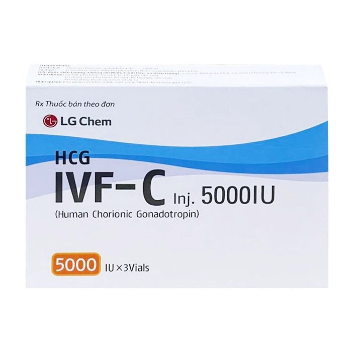 IVF-C Inj. 5000 IU LG Chem 3 lọ + 3 ống 1ml (HCG) IVF-C Inj. 5000 IU LG Chem 3 lọ + 3 ống 1ml (HCG)