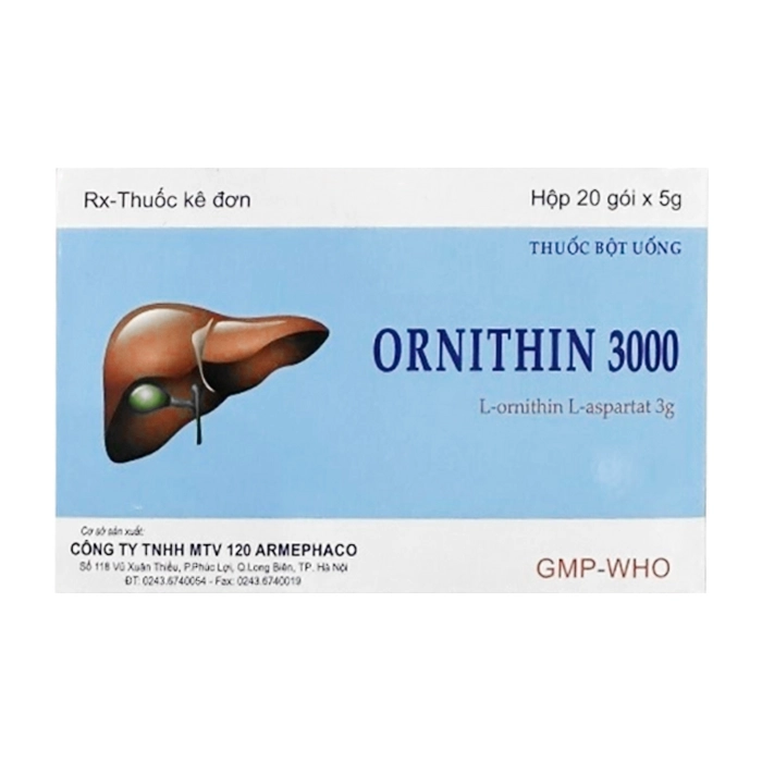 Ornithin 3000 Armephaco 20 gói x 5g (L-Ornithin L-Aspartat) Ornithin 3000 Armephaco 20 gói x 5g (L-Ornithin L-Aspartat)