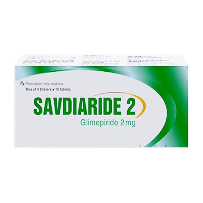 Savdiaride 2 Savipharm 3 vỉ x 10 viên (Glimepiride) Savdiaride 2 Savipharm 3 vỉ x 10 viên (Glimepiride)