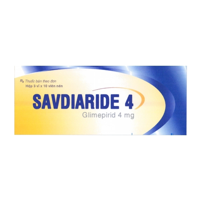 Savdiaride 4 Savipharm 3 vỉ x 10 viên (Glimepiride) Savdiaride 4 Savipharm 3 vỉ x 10 viên (Glimepiride)