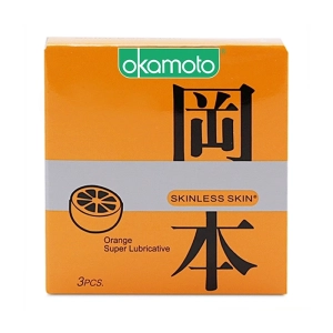 Bao Cao Su Okamoto Skinless Skin Orange Lubricative, Hộp 3 Cái