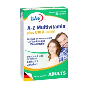 A-Z Multivitamin + Q10 Lutein EuRho Vital 2 vỉ x 15 viên - Tăng cường sức đề kháng A-Z Multivitamin + Q10 Lutein EuRho Vital 2 vỉ x 15 viên - Tăng cường sức đề kháng