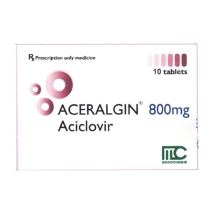 Aceralgin 800mg Medochemie 1 vỉ x 10 viên (Aciclovir)