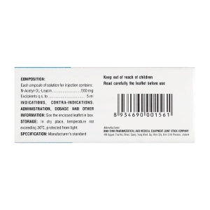 Aleucin 500mg/5ml Bidiphar 10 ống (N-Acetyl-DL-Leucine)
