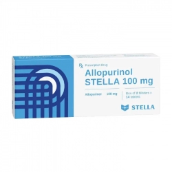 Allopurinol Stella 100mg 2 vỉ x 14 viên - Điều trị Gout Allopurinol Stella 100mg 2 vỉ x 14 viên - Điều trị Gout