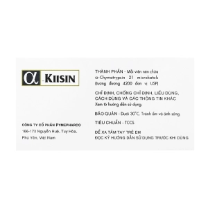 α-Kiisin 4200IU Pymepharco 10 vỉ x 10 viên – Thuốc kháng viêm α-Kiisin 4200IU Pymepharco 10 vỉ x 10 viên – Thuốc kháng viêm