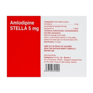 Amlodipine Stella 5mg 10 vỉ x 10 viên (Amlodipin)