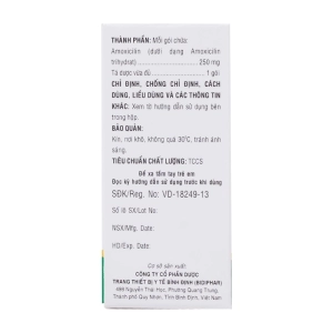 Amoxicilin 250mg Bidiphar 12 gói x 1.4g (Amoxicillin)