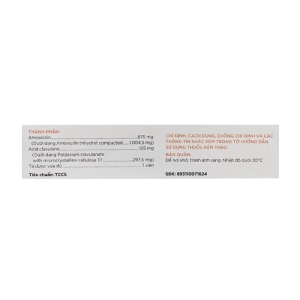 Amoxicillin/Acid Clavulanic 875mg/125mg Tipharco 2 vỉ x 7 viên Amoxicillin/Acid Clavulanic 875mg/125mg Tipharco 2 vỉ x 7 viên