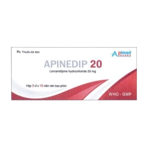 Apinedip 20 Apimed 3 vỉ x 10 viên (Lercanidipine hydrochloride)