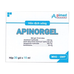 Apinorgel Apimed 30 gói x 10ml (Nhôm hydroxit + Magnesi hydroxyd + Simethicon)