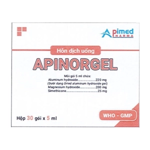 Apinorgel Apimed 30 gói x 5ml (Nhôm hydroxit + Magnesi hydroxyd + Simethicon)