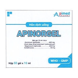 Apinorgel Apimed 50 gói x 10ml (Nhôm hydroxit + Magnesi hydroxyd + Simethicon)