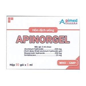 Apinorgel Apimed 50 gói x 5ml (Nhôm hydroxit + Magnesi hydroxyd + Simethicon)