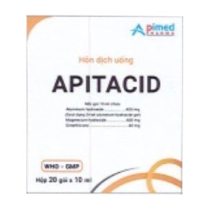 Apitacid Apimed 20 gói x 10ml (Nhôm hydroxit + Magnesi hydroxyd + Simethicon)