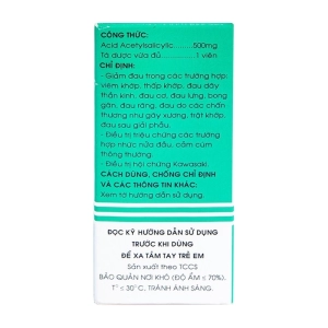 Aspirin PH8 500mg Mekophar 20 vỉ x 10 viên Aspirin PH8 500mg Mekophar 20 vỉ x 10 viên