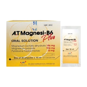 A.T Magnesi-B6 Plus An Thiên 30 ống x 10ml (Magnesi lactat dihydrat + Magnesi pidolat + Pyridoxin hydroclorid)