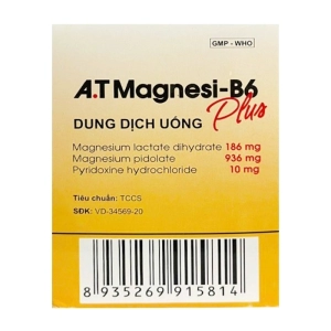 A.T Magnesi-B6 Plus An Thiên 30 ống x 10ml (Magnesi lactat dihydrat + Magnesi pidolat + Pyridoxin hydroclorid)
