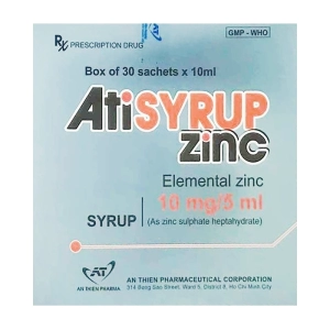 Atisyrup Zinc 10mg/5ml An Thiên 30 ống x 10ml (Kẽm gluconat)