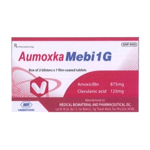 Aumoxkamebi 1g Mebiphar 2 vỉ x 7 viên (Amoxicillin + Clavulanic Acid)