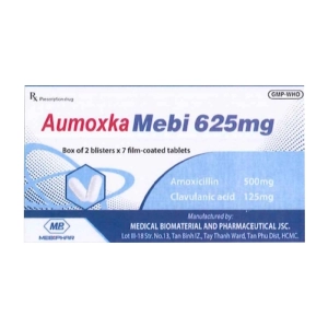 Aumoxkamebi 625mg Mebiphar 2 vỉ x 7 viên (Amoxicillin + Clavulanic Acid)