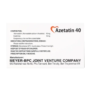 Azetatin 40 Meyer-BPC 10 vỉ x 10 viên (Atorvastatin + Ezetimibe)