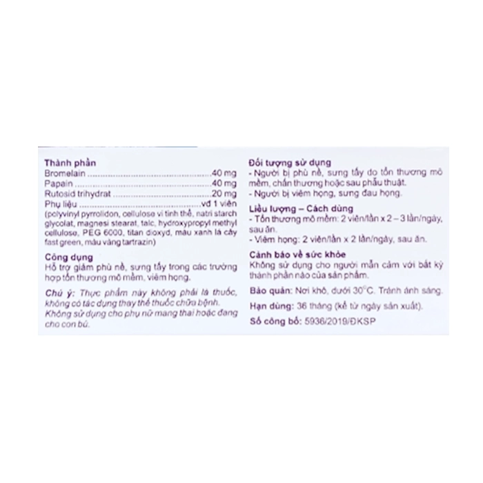 Bailuzym Forte Hasan 10 vỉ x 10 viên - Hỗ trợ giảm phù nề Bailuzym Forte Hasan 10 vỉ x 10 viên - Hỗ trợ giảm phù nề