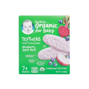 Bánh gạo ăn dặm Gerber Organic vị việt quất, táo, củ cải đỏ 48g
