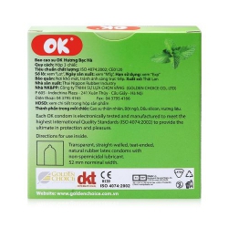 Bao cao su OK mùi bạc hà, 3 cái
