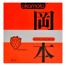 Bao Cao Su Okamoto Skinless Skin Strawberry, Hộp 3 Cái