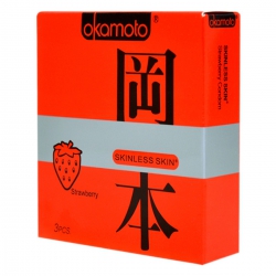 Bao Cao Su Okamoto Skinless Skin Strawberry, Hộp 3 Cái