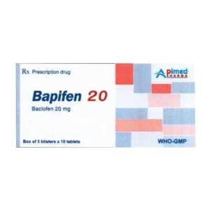 Bapifen 20 Apimed 3 vỉ x 10 viên (Baclofen)