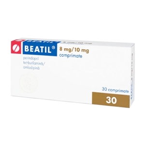 Beatil 8mg/10mg Gedeon Richter 3 vỉ x 10 viên (Perindopril + Amlodipin)