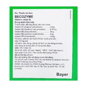 Becozyme Vitamins B Bayer 12 lọ x 2ml