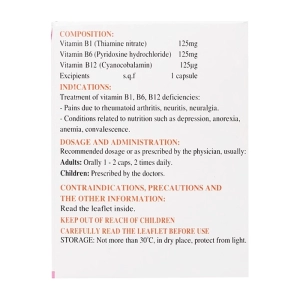 Betalgine Nadyphar 10 vỉ x 10 viên (Vitamin B1 + Vitamin B6 + Vitamin B12)