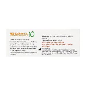Benzina 10 Mediplantex 6 vỉ x 10 viên Benzina 10 Mediplantex 6 vỉ x 10 viên