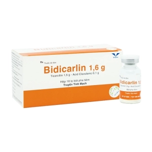 Bidicarlin 1.6g Bidiphar 10 lọ (Ticarcillin/ + Acid clavulanic)