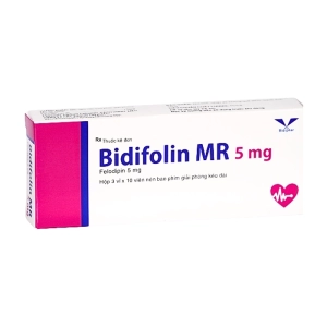 Bidifolin MR 5mg Bidiphar 3 vỉ x 10 viên (Felodipine)