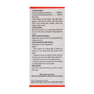 Bidivit AD Bidiphar 10 vỉ x 10 viên - Bổ sung vitamin A, D