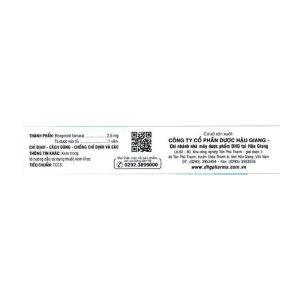 Biginol 2.5 DHG Pharma 3 vỉ x 10 viên (Bisoprolol fumarat)
