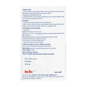 Biviantac Reliv 30 gói x 10ml (Nhôm hydroxit + Magnesi hydroxyd + Simethicon)
