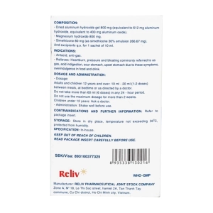 Biviantac Reliv 30 gói x 10ml (Nhôm hydroxit + Magnesi hydroxyd + Simethicon)