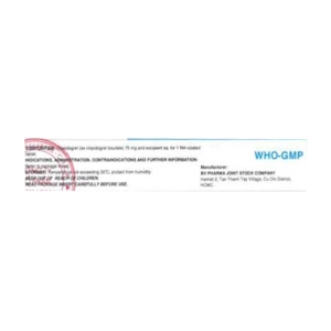 Biviclopi 75 BV Pharma 3 vỉ x 10 viên (Clopidogrel bisulfat)