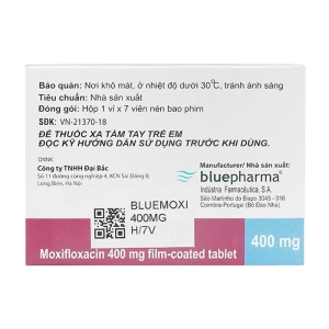 Bluemoxi 400mg Bluepharma 1 vỉ x 7 viên (Moxifloxacin)