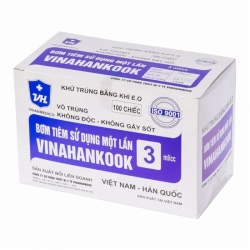 Bơm tiêm Vinahankook 3ml/cc Hộp 100 cái Bơm tiêm Vinahankook 3ml/cc Hộp 100 cái