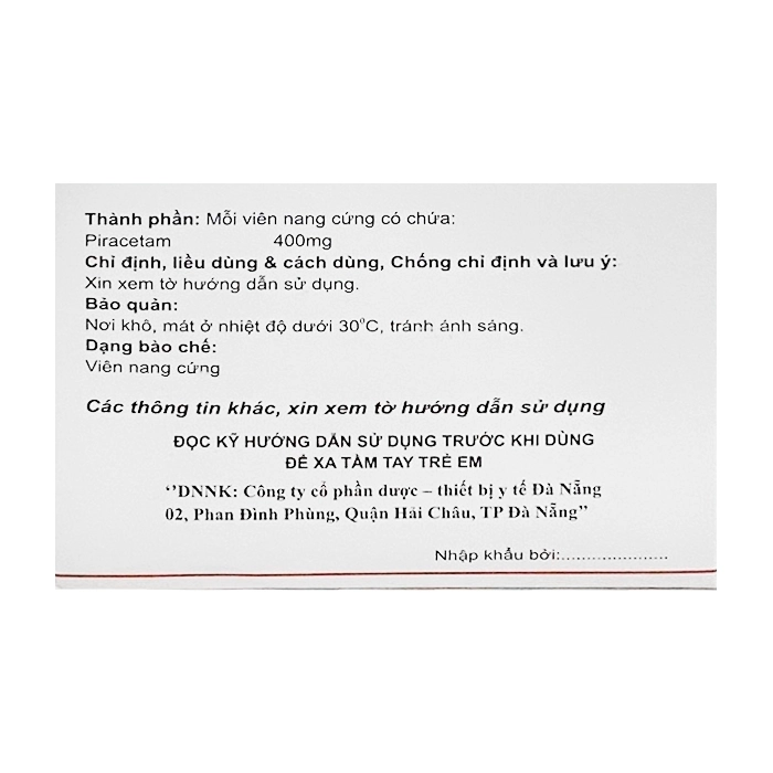 Boricetam 400mg Brawn 10 vỉ x 10 viên