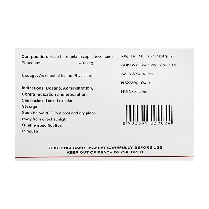 Boricetam 400mg Brawn 10 vỉ x 10 viên