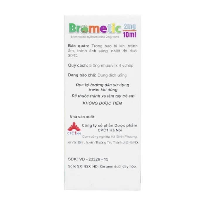 Brometic 2mg CPC1 Hà Nội 20 ống x 10ml Brometic 2mg CPC1 Hà Nội 20 ống x 10ml